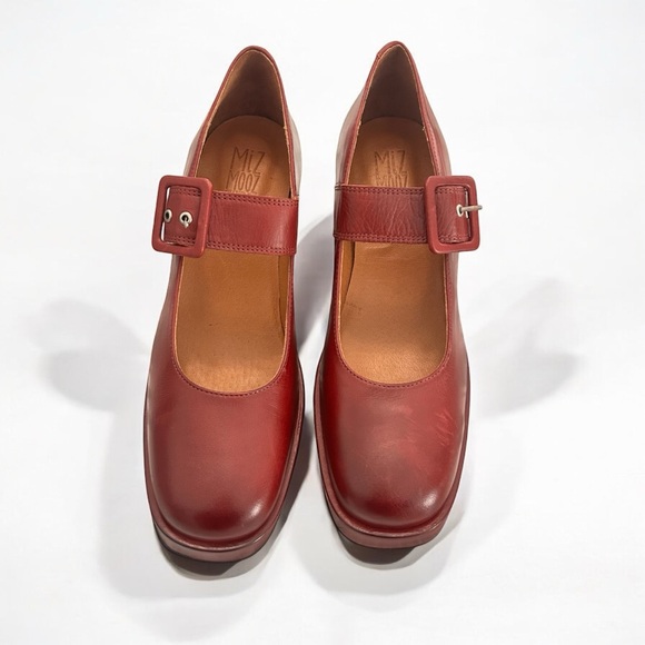 Miz Mooz Vintage Inspired Leather Red Chunky Block Peonie Heel Size 41 - Picture 8 of 9
